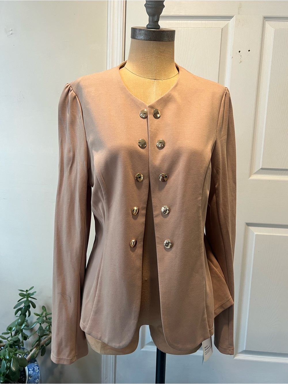 NWT Halara Women's open front layering blazer/ jacket gold buttons size large